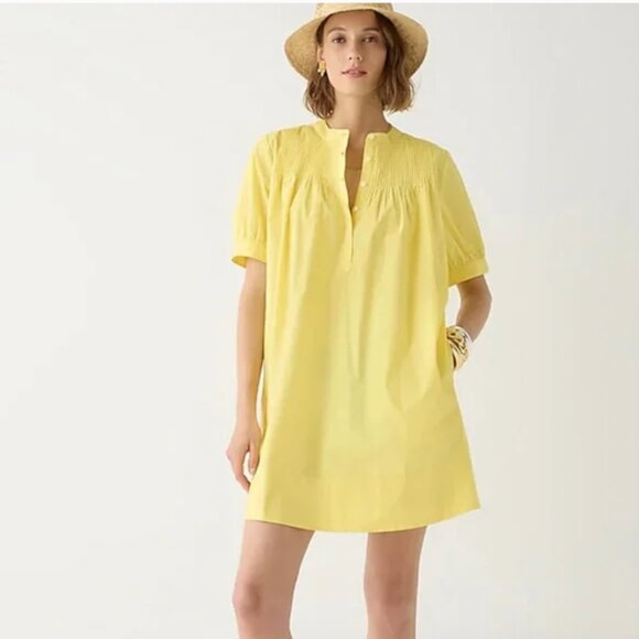 J. Crew Yellow Poplin short sleeve mini dress - Picture 1 of 6